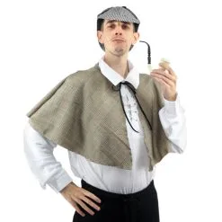Adults Sherlock Holmes Victorian Detective Investigator Fancy Dress 3pc Set