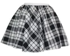 Ladies White Erskine Tartan Full Circle Skater Skirt With Elasticated Waistband