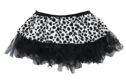Ladies 12" Dalmatian Print Black Cyber Tutu Skirt Wild Party Animal Fancy Dress