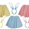 Childs Pastel Bunny Girl Skater Skirt Sets Cute Easter Rabbit Fancy Dress Costume