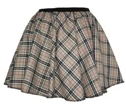 Ladies Thompson Camel Tartan Full Circle Skater Skirt With Elasticated Waistband