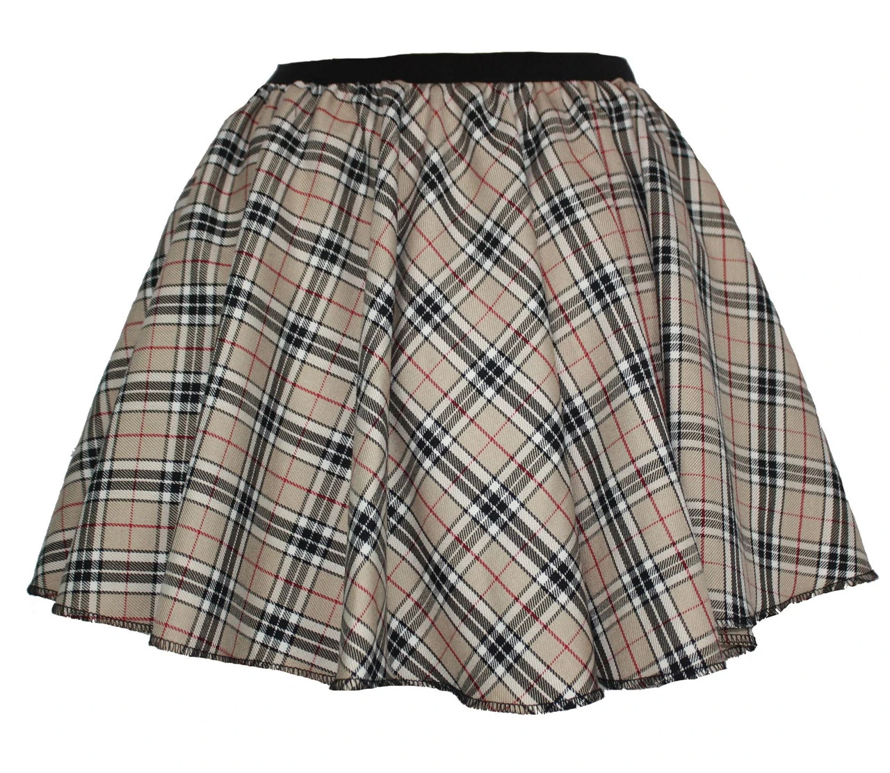 Ladies Thompson Camel Tartan Full Circle Skater Skirt With Elasticated Waistband 1 Ladies Thompson Camel Tartan Full Circle Skater Skirt With Elasticated Waistband