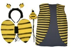Childs Bumble Bee Waistcoat & 3 Piece Wing Sets Insect Nature Fancy Dress