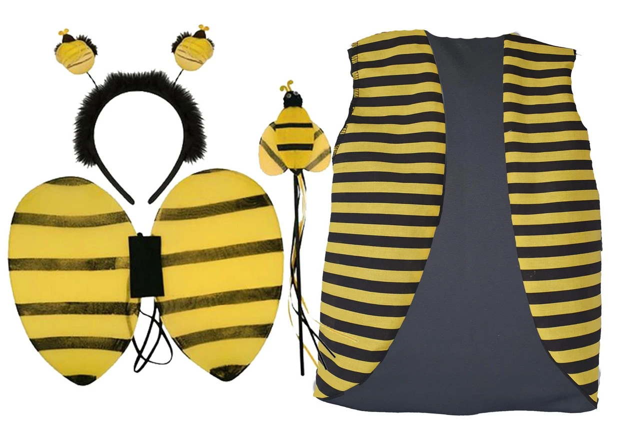 Childs Bumble Bee Waistcoat & 3 Piece Wing Sets Insect Nature Fancy Dress 1 Childs Bumble Bee Waistcoat & 3 Piece Wing Sets Insect Nature Fancy Dress