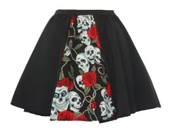 Childs 8-12 Yrs Day Of The Dead Skull & Roses Halloween Fancy Dress Panel Skirt
