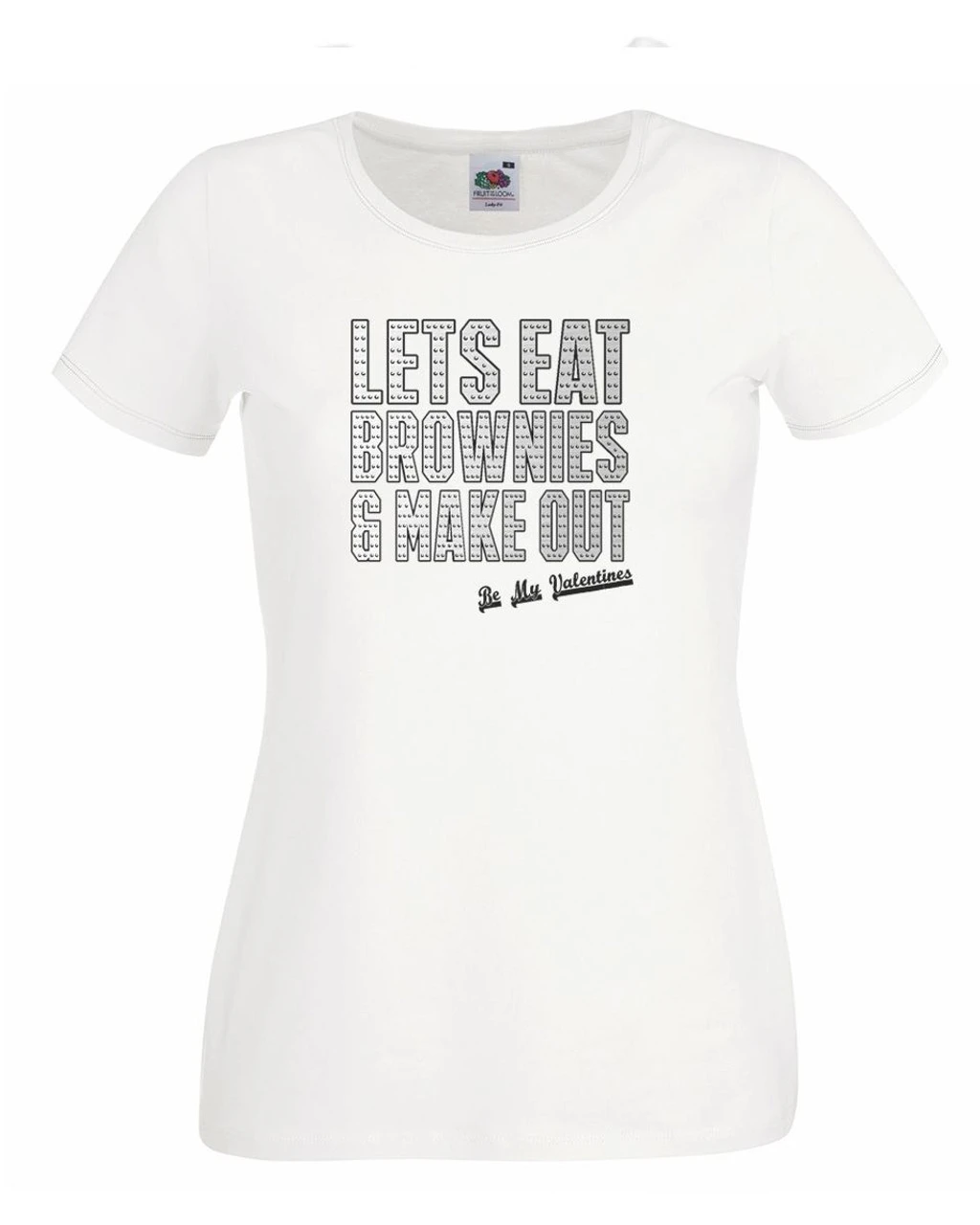 Ladies White Let's Eat Brownies & Make Out T-Shirt Shirt Valentine's Romance 1 Ladies White Let's Eat Brownies & Make Out T-Shirt Shirt Valentine's Romance