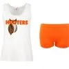 New Logo Hooters Bar Girl T-shirt Vest With Orange Bum Shorts