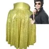 The King Of Rock N Roll Gold Sequin Cape Wig & Glasses Fancy Dress Set UK