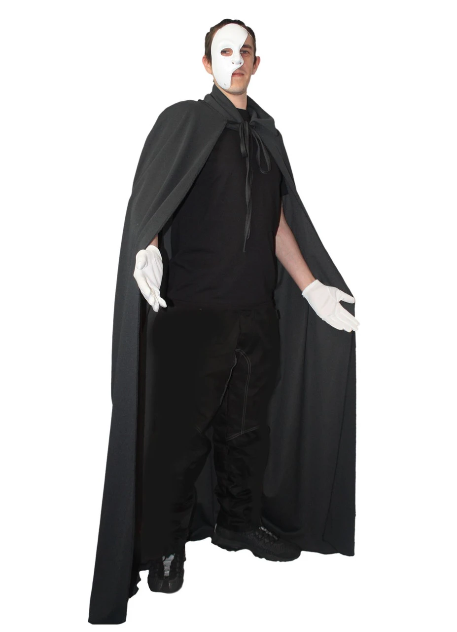 Adults Unisex Phantom Of The Opera Costume - Plastic Mask / Cape / Gloves 2 Adults Unisex Phantom Of The Opera Costume - Plastic Mask / Cape / Gloves - Image 2