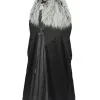 Ladies 60" Sansa Stark Cape With Dire Wolf Faux Fur Collar Thrones Cosplay Fancy Dress