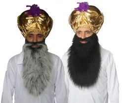 Adults Sikh Indian Golden Turban & Beard Shia Fancy Dress Set