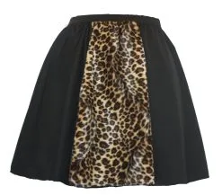 Ladies Leopard Print 15" Skater Animal Fancy Dress Panel Skirt