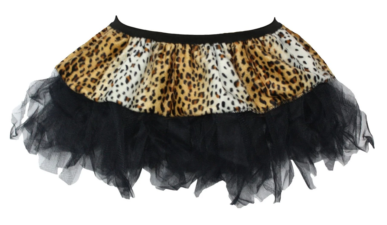 Ladies 12" Leopard Print Black Cyber Tutu Skirt Wild Party Animal Fancy Dress 1 Ladies 12" Leopard Print Black Cyber Tutu Skirt Wild Party Animal Fancy Dress