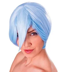 Ladies Blue & White Manga Cosplay Cartoon Wig Fancy Dress Accessory