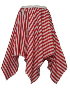 Womens Red & White Stripe Flower Handkerchief Fancy Dress Daffodil Dance Skirt