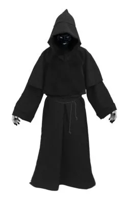 Adults Black Death Robes & Facepaint Scary Halloween Fancy Dress Costume