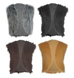 Childs 8-12 Dragon Trainer Medieval Viking Faux Fur Waistcoat Kids Fancy Dress