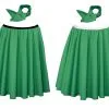 Ladies 22" Length Emerald Green Rock N Roll Skirt & Neck Tie St Patricks Day Fancy Dress