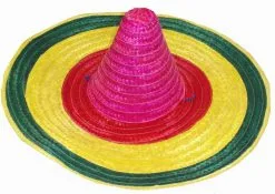 Adults Mexican Sombrero Multicoloured Straw Hat Mexico Fancy Dress Accessory