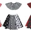 Ladies Halloween Horror Circus Clown Skirts & 10" Collar