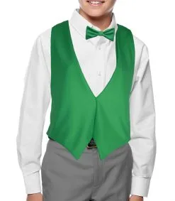 Childs Backless Emerald Green St Patricks Day Waistcoat & Bowtie Fancy Dress