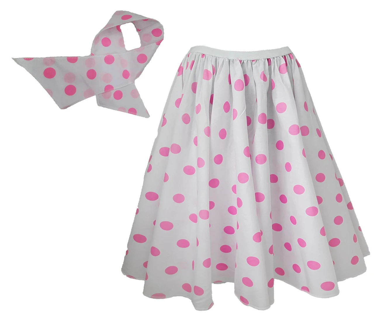Adults 22" Polka Dot Spot Rockerbilly Rock N Roll Skirt & Neck Scarf 1950s Fancy Dress 15 Adults 22" Polka Dot Spot Rockerbilly Rock N Roll Skirt & Neck Scarf 1950s Fancy Dress - Image 15