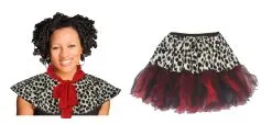 Ladies Cruella 12" Tutu Skirt & Shawl World Book Day Halloween Fancy Dress Costume