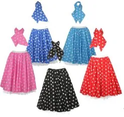 22 Inch Adults STAR ROCK AND ROLL 50s Full Circle Skirt & Scarf Set UK
