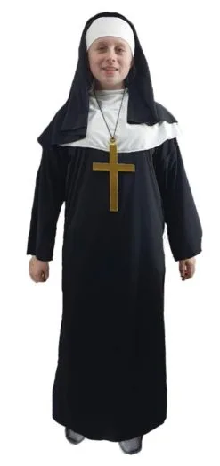 Teen Age 13-16 Nun Robes Habit & Cross Clergy Religious Fancy Dress Costume [Age 13-16 Years]