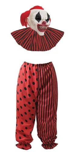 Mens Hallowen Circus Horror Clown Pants 10" Collar Sinister Mask Fancy Dress Costume