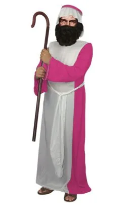 Adults Fuchsia Pink Shepherd Costume Unisex Christmas Nativity Wise Man Fancy Dress