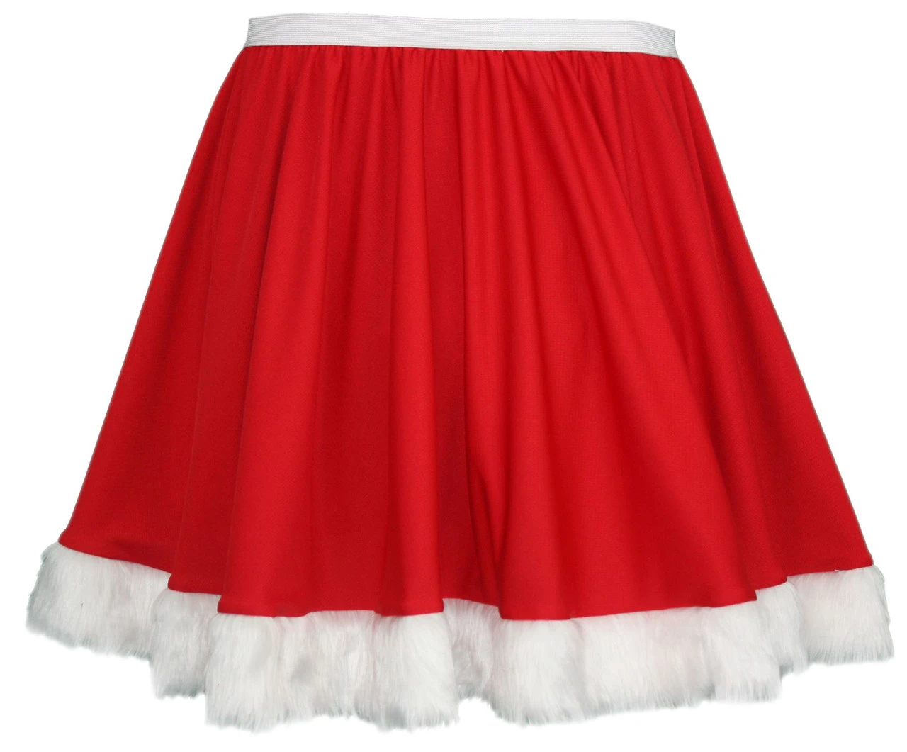 Ladies Red Santa Claus Full Circle 15" Skater Skirt With White Faux Fur Trim 1 Ladies Red Santa Claus Full Circle 15" Skater Skirt With White Faux Fur Trim