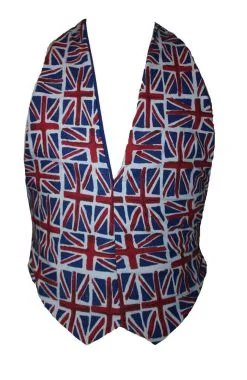 Childs Union Jack Union Flag GB Great Britain Queen Jubilee Backless Waistcoat Fancy Dress