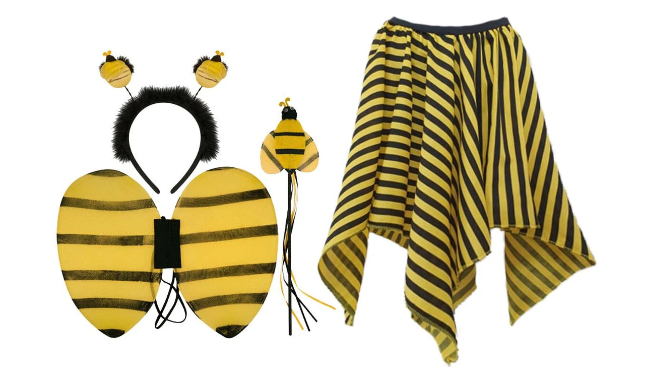 Childs Bumble Bee Handkerchief Skirt Black & Yellow Stripe Insect Book Week Fancy Dress 1 Childs Bumble Bee Handkerchief Skirt Black & Yellow Stripe Insect Book Week Fancy Dress