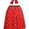 Ladies 22" Red & Black Polka Dot Rock & Roll Skirt & Necktie Fancy Dress