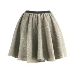 Ladies Tweed Peaky Gang Tartan Full Circle Skater Skirt Elasticated Waistband