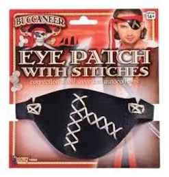 Buccaneer Pirate Ship Mate Captain Eye Patch With Stitches Fancy Dress
