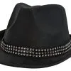 Adults Black Diamante Trilby Hat Jacko Micheal Jackson Billie Jean Pop Star Fancy Dress Costume Accessory [One Size]