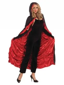 Unisex Adults Black & Red Coffin Cape Vampire Fancy Dress Accessory Halloween