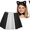 Womens 15" Black & White Feline Fancy Dress Sylvester Cosplay Cat Set