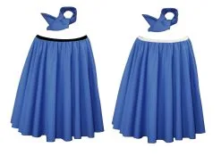 22" Royal Blue Rock N Roll Skirt & Neck Tie 1950's 50's Fancy Dress Costume