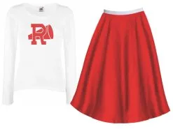 Womens Sandy Rydell High Grease Fancy Dress T-Shirt & Skirt Set