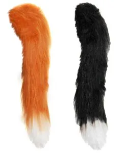 The Dragons Den Deluxe 30" Long Red Fox & Black Cat Animal Tails Fancy Dress