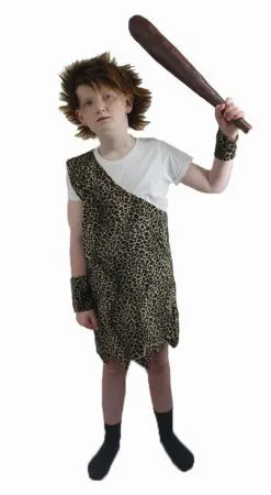 Childs Prehistoric Caveman Bam Bam Jurassic Fancy Dress Costume [Age 8-12Years]