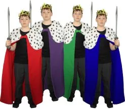 Children's Kings Cloak & Plastic Crown Nativity Wise Men Christmas Fancy Dress