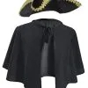 Mens 1900's Mantle Cape & Tricorn Hat Poldark TV Series Fancy Dress Set