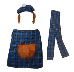 The Dragons Den Blue Hunting Scottish Tartan Kilt Fancy Dress Costume Set -Halloween Shop fc6b3b48 34ae 47ac bf85 29e5a5a72877 02007.1561073463