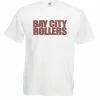 Mens White 1970s Bay City Rollers Tartan Scottish Pop Rock Band T-Shirt